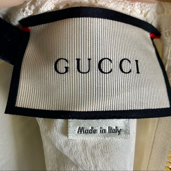 Sale! Gucci Cluny Lace Dress With Embroidery in White - Picture 12 of 16